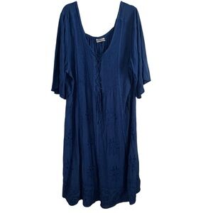 Holy Clothing Women Dress 5X Gothic blue  Maxi Renaissance Whimsygoth lace